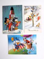 3 cartes postales Disney (Mickey, Donald...)années 50/60, Gelopen, 1960 tot 1980, Overige thema's, Ophalen of Verzenden