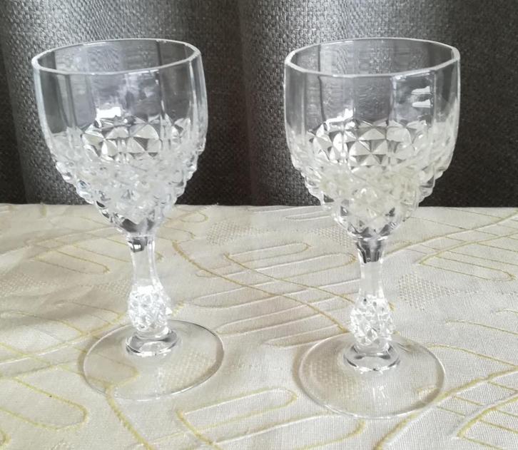 Vintage 2 likeurglazen Cristal d'Arques - Durand Chenonceaux, Antiek en Kunst, Antiek | Glaswerk en Kristal, Ophalen of Verzenden