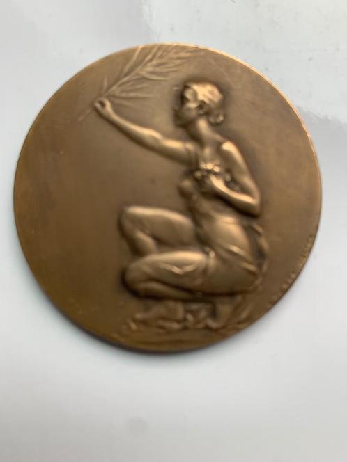 Art Nouveau bronzen medaille - E. De Bremaecker, Antiek en Kunst, Curiosa en Brocante, Ophalen of Verzenden
