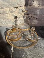 Glazen toiletset met goudkleurige details (1900), Antiek en Kunst, Antiek | Glaswerk en Kristal, Ophalen of Verzenden
