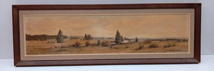 POLINARD René panoramisch schilderij 1975, Antiek en Kunst, Kunst | Schilderijen | Klassiek, Ophalen of Verzenden