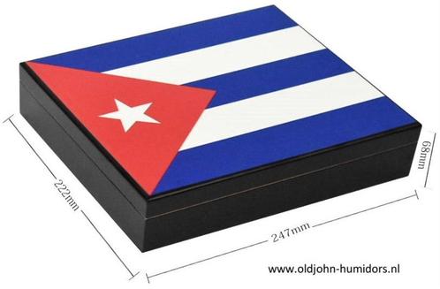 H39 HUMIDOR MET CUBA VLAG - MAGNETISCH DEKSEL - SIGARENKIST, Verzamelen, Rookartikelen, Aanstekers en Luciferdoosjes, Nieuw, Tabaksdoos of Verpakking