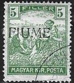 1 Postzegel Fiume 1918 Maaiers, met opdruk, Ophalen of Verzenden, Gestempeld
