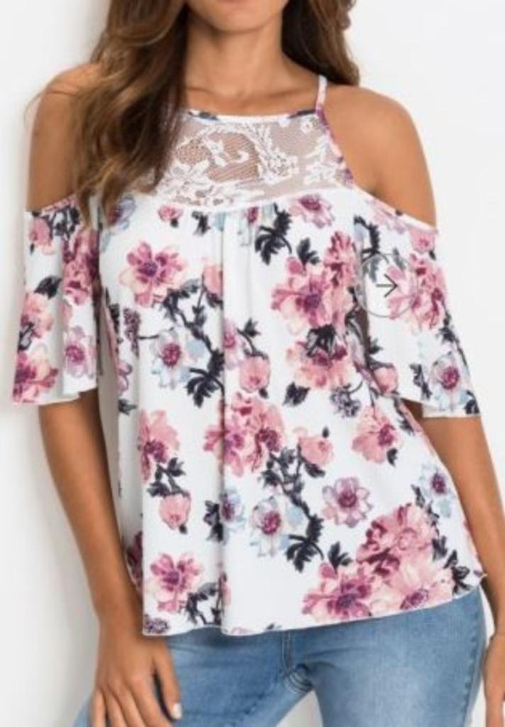 Top T-shirt floral épaules dénudées dentelle, Kleding | Dames, Blouses en Tunieken, Nieuw, Verzenden
