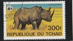 LOSSE  ZEGEL  TCHAD -  Neushoorn, Verzenden, Gestempeld, Dier of Natuur