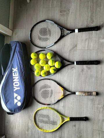 Tennis rackets met tenniszak en 12 tennisballen