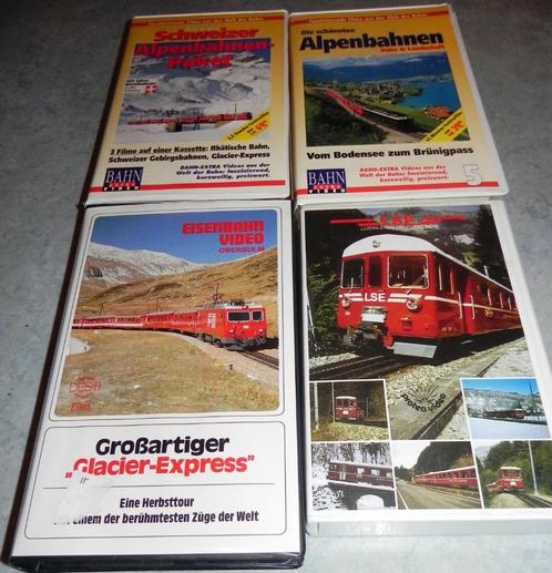 4 x vhs Chemin de fer de Montagne (Suisse) SBB RhB BLS BVZ, Collections, Trains & Trams, Utilisé, Train, Enlèvement ou Envoi