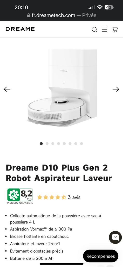 Robot aspirateur nettoyeur Dreame D10 plus gen2, Elektronische apparatuur, Stofzuigers, Zo goed als nieuw, Stofzuiger, Stofzak