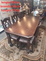 Donkere massieve tafel met 6 stoelen, Antiek en Kunst, Ophalen