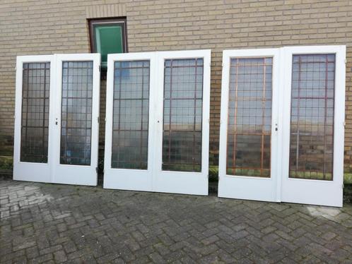 209hx 152/161,5/157br Drie sets dubbele deuren glas in koper, Bricolage & Construction, Fenêtres & Moustiquaires, Comme neuf, Porte intérieure
