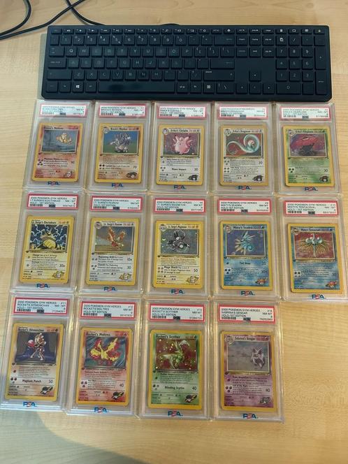 complete gym heroes 1st psa 8 holo set(zonder trainers), Hobby en Vrije tijd, Verzamelkaartspellen | Pokémon, Meerdere kaarten