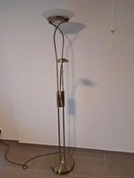 Staanlamp met leeslamp bronskleurige en dimbaar, Huis en Inrichting, Lampen | Vloerlampen, Ophalen