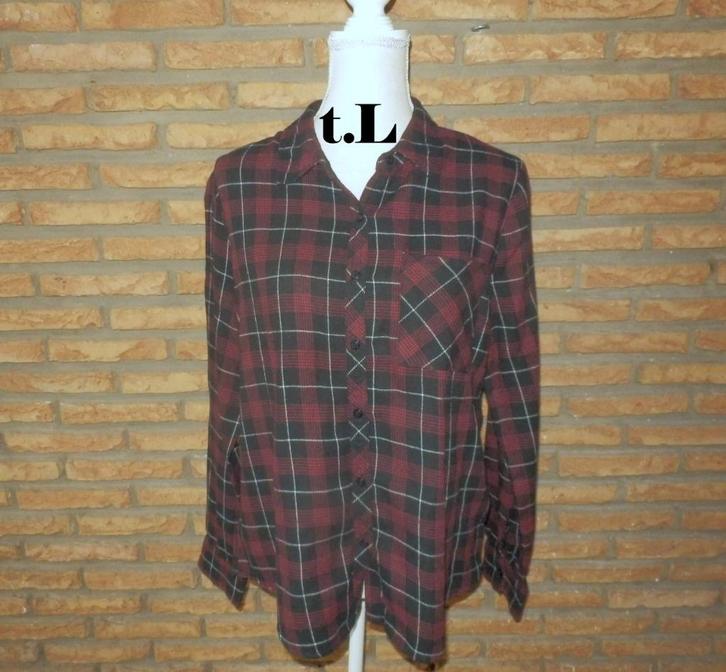 (38) -chemisier femme t.40 noir et rouge - atmosphére -, Kleding | Dames, Blouses en Tunieken, Zo goed als nieuw, Maat 38/40 (M)