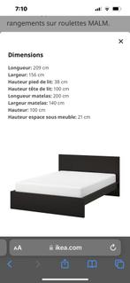 Lit 2 places IKEA neuf 140x200, Maison & Meubles, Deux personnes, Noir, Bois, 140 cm