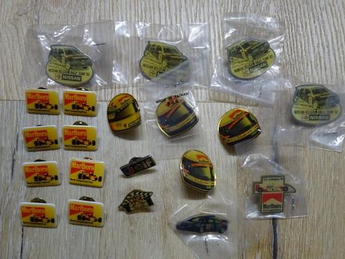 20 pins autosport F1 rally jaren 90 Marlboro Senna Gachot, Verzamelen, Automerken, Motoren en Formule 1, Zo goed als nieuw, Auto's
