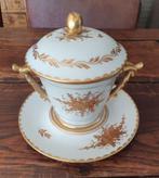 Autenthieke Limoges bouillonpot handbeschilderd en verguld, Antiek en Kunst, Antiek | Porselein, Ophalen of Verzenden