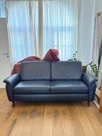 Blauwe leren bank 2,5/3 zits, Huis en Inrichting, Ophalen, Minder dan 75 cm, 150 tot 200 cm, Driepersoons