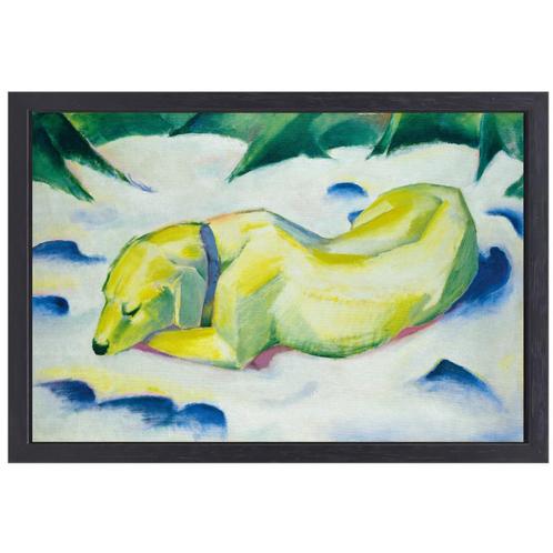 Liegender Hund im Schnee - Toile Franz Marc + cadre de cuiss, Maison & Meubles, Accessoires pour la Maison | Décorations murale