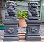 Foo Dogs,Fu Dog,Feng Shui Tempel leeuwen op sokkel,Boeddha, Tuin en Terras, Nieuw, Beton, Ophalen, Dierenbeeld