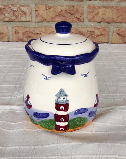 Vintage keramische voorraadpot zeedecor ¾ l, Huis en Inrichting, Keuken | Servies, Zo goed als nieuw, Overige typen, Overige stijlen