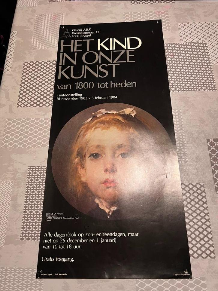 Vintage Poster Het kind in onze kunst , van 1800 tot heden, Verzamelen, Posters, Zo goed als nieuw, Reclame, Deurposter of groter