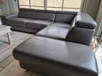 Lederen hoekzetel (taupe kleur) kalfsleder, Ophalen, Gebruikt, Leer
