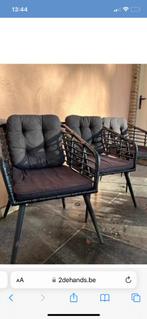 6 tuinstoelen stoelen zwart inclusief kussens, Utilisé, Enlèvement ou Envoi
