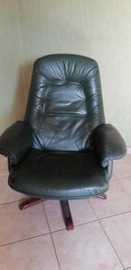 Licht beschadigde leren fauteuil, Huis en Inrichting, Fauteuils, Ophalen, Gebruikt, Hout