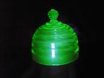 Art Deco Kaasstolp Uraniumglas / Anna Groen glas, Ophalen of Verzenden
