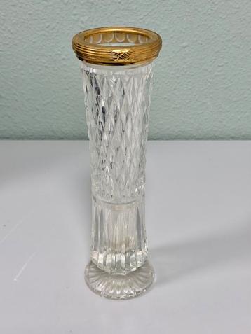 Vintage glazen vaas met goudkleurige rand – chique decoratie beschikbaar voor biedingen