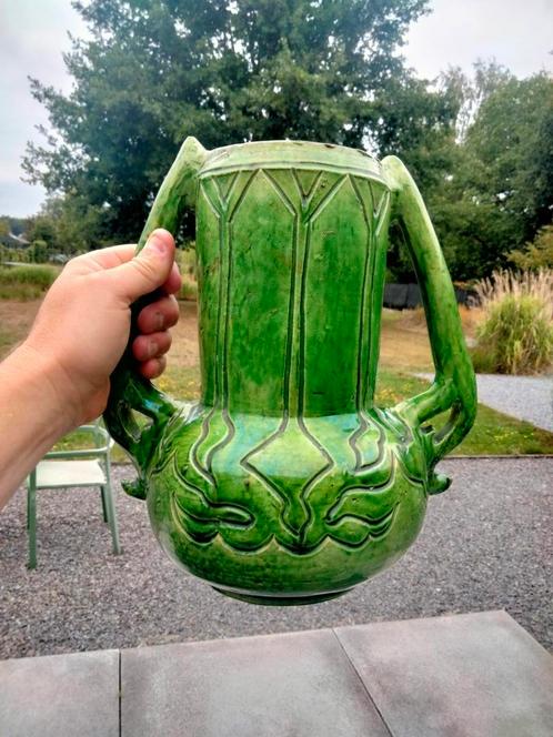Antiek Art Nouveau Jugendstil Vlaams aardewerk vaas, Antiek en Kunst, Kunst | Overige Kunst, Ophalen of Verzenden