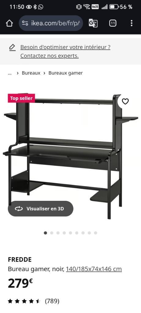 Bureau ikea gaming fredde, Huis en Inrichting, Overige Huis en Inrichting, Zo goed als nieuw, Ophalen