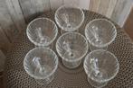 6 ijscoupes/dessertcoupes met ribbels in glas, Glas of Glazen, Ophalen of Verzenden, Overige stijlen, Glas