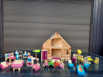 Houten poppenhuis van Playwood, blauw (37 cm) + meer beschikbaar voor biedingen