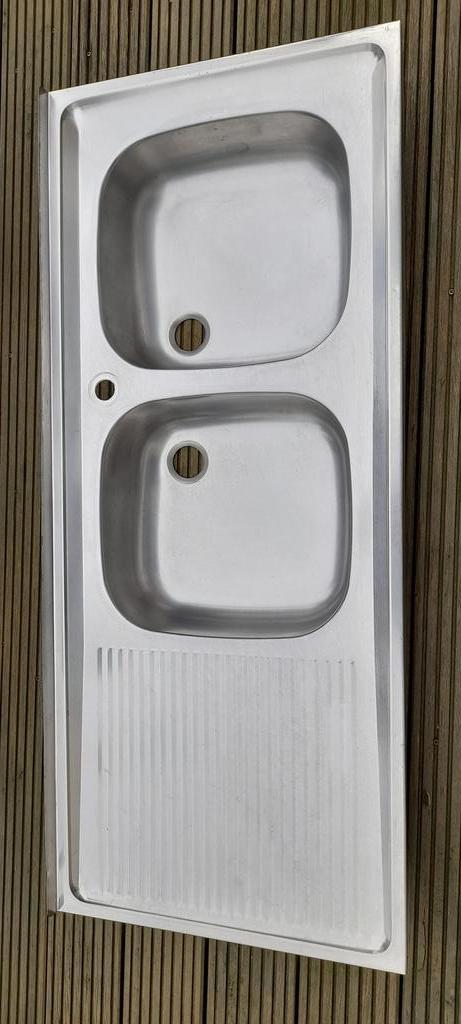 Dubbele pompbak, Huis en Inrichting, Keuken | Keukenelementen, Gebruikt, Minder dan 100 cm, 150 tot 200 cm, 50 tot 75 cm, Grijs