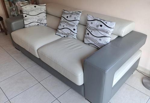 BANKSTEL 3pl + 2pl TWEEKLEURIG LEDEREN DESIGN, Huis en Inrichting, Zetels | Zetels, Zo goed als nieuw, Rechte bank, Vierpersoons of meer