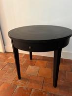 ANTIEKE RONDE TAFEL BIJZETTAFEL ZWART HOUT LADE, Ophalen