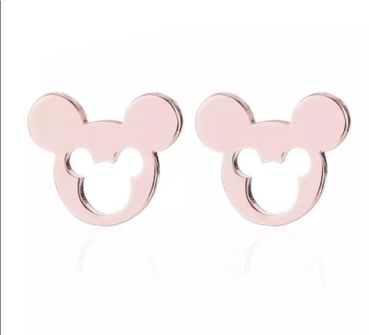 Disney Mickey Mouse design roségoud verguld RVS oorstekers, Handtassen en Accessoires, Oorbellen, Nieuw, Knopjes of Stekers, Ophalen of Verzenden