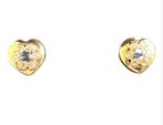 gouden oorbellen met diamant en saffier, Handtassen en Accessoires, Oorbellen, Knopjes of Stekers, Goud, Met edelsteen, Gebruikt