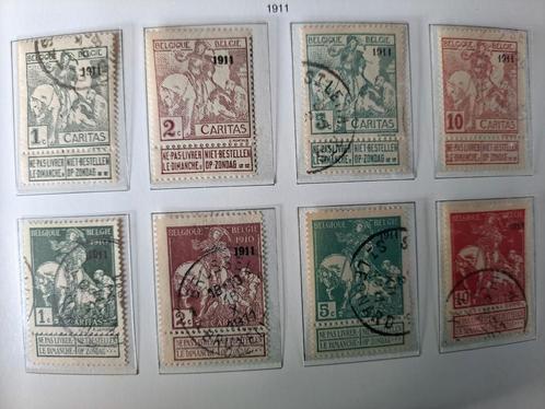 Belgique OBP 92-99 1911, Timbres & Monnaies, Timbres | Europe | Belgique, Affranchi, Enlèvement ou Envoi