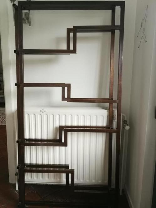 bibliothèque vintage room divider rek verre glazen, Huis en Inrichting, Kasten | Boekenkasten, Gebruikt, 150 tot 200 cm, 75 cm of meer