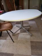 Mooie vintage ronde witte tafel, Synthétique, Ovale, Enlèvement, Utilisé