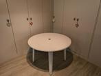 Witte houten tuintafel (ø110cm), Tuin en Terras, Ophalen, Zo goed als nieuw, Rond, Hout