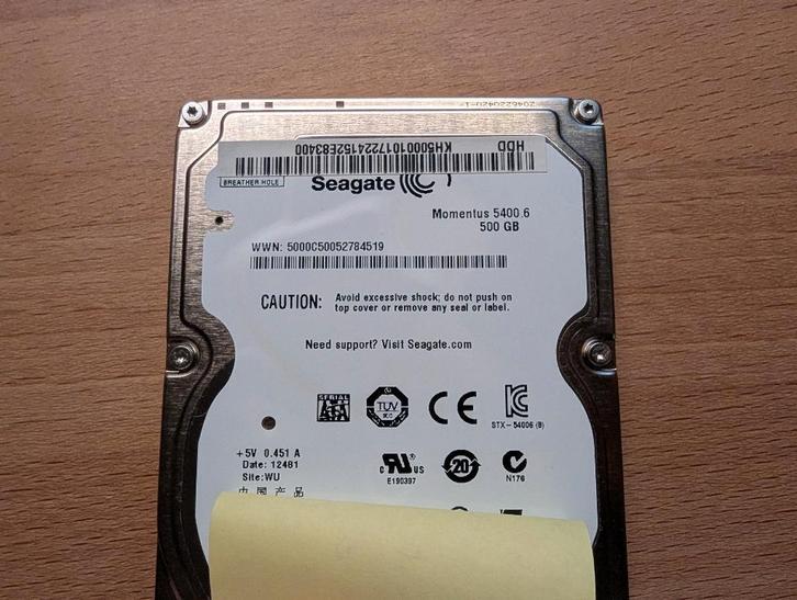 HDD Seagate Momentus 2.5" 500GB, Computers en Software, Harde schijven, Gebruikt, Laptop, Intern, HDD, SATA, Ophalen of Verzenden