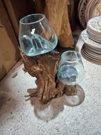 Racine de teck 50 cm ornée de deux verres, Ophalen of Verzenden, Zo goed als nieuw