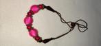 Opvallende Handgemaakte Kralenketting met Fuchsia Roze Zijde, Verzenden, Nieuw