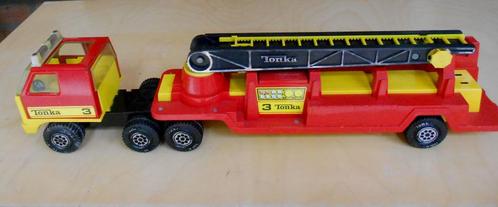 Tonka brandweertruck met oplegger / Brandweerauto Vintage., Antiquités & Art, Antiquités | Jouets, Enlèvement ou Envoi