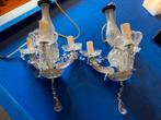 Twee dezelfde luchters in glas 3 armen Nieuwstaat, Huis en Inrichting, Lampen | Kroonluchters, Ophalen, Zo goed als nieuw, Glas