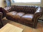 Canapé Chesterfield 3 places en cuir cognac, Maison & Meubles, Utilisé, Cuir, Enlèvement ou Envoi