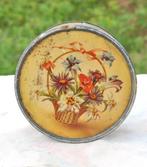 boite en metal ronde decor corbeille fleur, Collections, Enlèvement ou Envoi, Utilisé, Autre